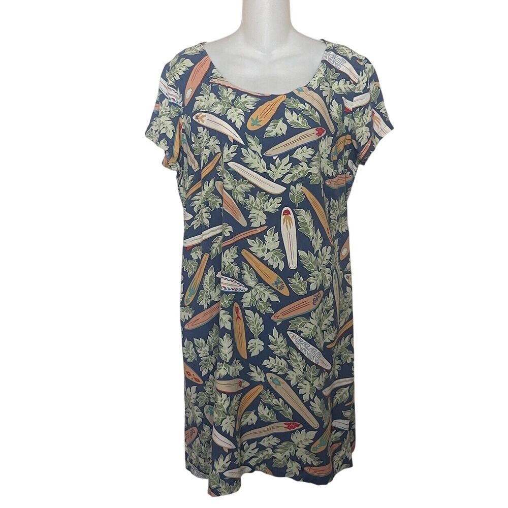 Reyn Spooner x Dietrich Varez Green Floral Surfboard Short Sleeve Dress Medium